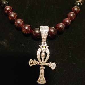 MEN/WOMEN Semiprecious Stones custom bead jewelry. Custom Ankh bead necklace.